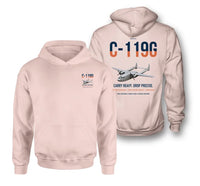 Thumbnail for C-119G Flying Boxcar design on pink double-side hoodie, double-side print