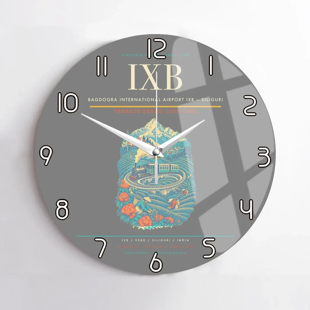 Bagdogra International Airport (IXB) design on gray no frame wall clock