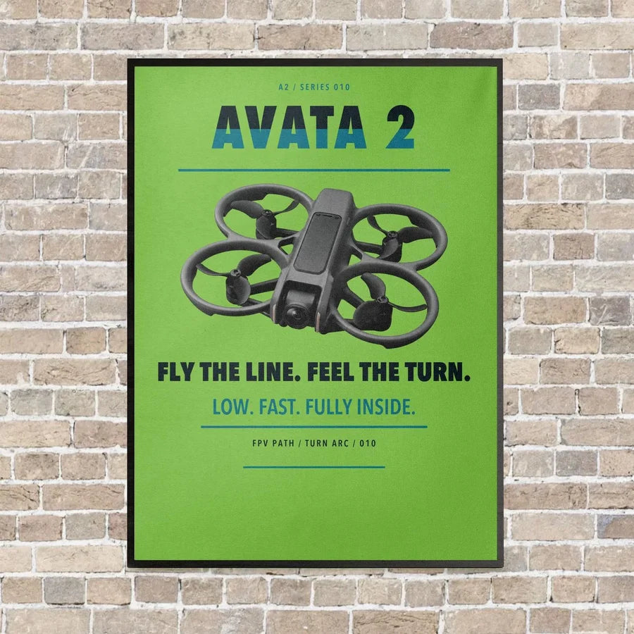 DJI Avata 2 vertical canvas print - framed - light green background