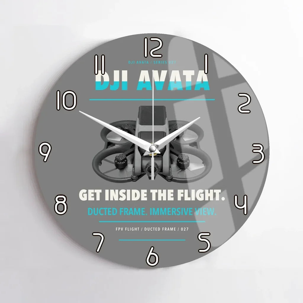 DJI Avata design on gray no frame wall clock