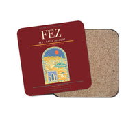 Thumbnail for Fes (FEZ) design on dark red 1 piece coaster