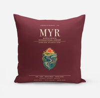 Thumbnail for Myrtle Beach International Airport (MYR) design on dark red pillow