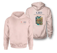 Thumbnail for Girona–Costa Brava Airport (GRO) design on pink double-side hoodie
