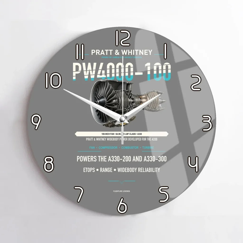 PW4000-100 design on gray no frame wall clock