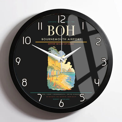 Bournemouth Airport BOH Wall-Clock Framed - Black