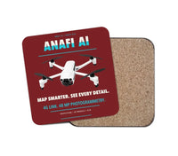 Thumbnail for Parrot ANAFI Ai design on dark red 1 piece coaster
