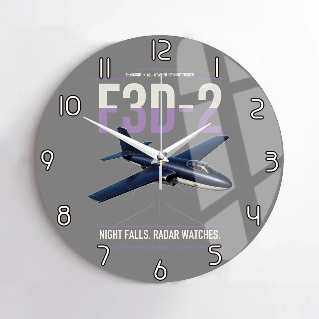 F3D-2 Skyknight design on gray no frame wall clock