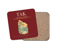 Thumbnail for Takamatsu Airport (TAK) design on dark red 1 piece coaster