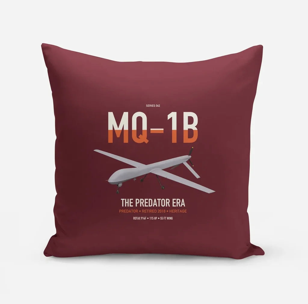 MQ-1B Predator design on dark red pillow