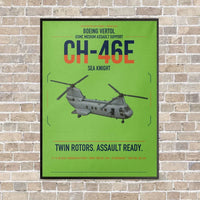 Thumbnail for Boeing Vertol CH-46E Sea Knight vertical canvas print - framed - light green background