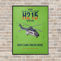 Thumbnail for Airbus H215 vertical canvas print - framed - light green background