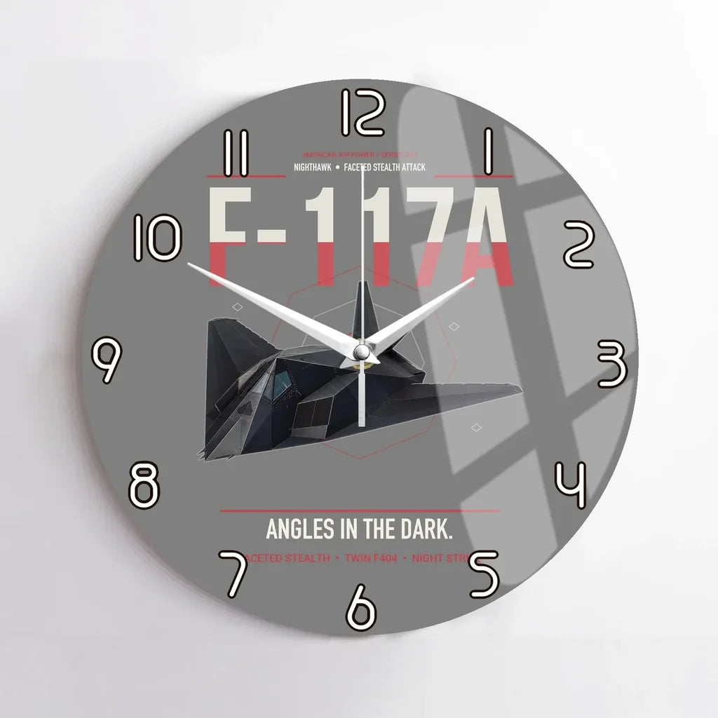 F-117A Nighthawk design on gray no frame wall clock