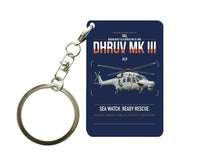 Thumbnail for HAL ALH Dhruv Mk III design on navy blue designed key chain, double-side print