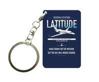 Thumbnail for Cessna Citation Latitude design on navy blue designed key chain, double-side print