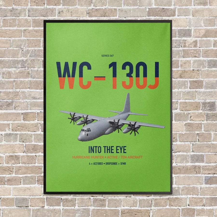 WC-130J Hurricane Hunter vertical canvas print - framed - light green background