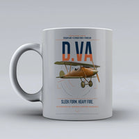 Thumbnail for Albatros D.Va design on light gray ceramic mug, double-side print
