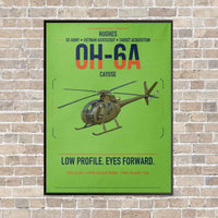 Thumbnail for Hughes OH-6A Cayuse vertical canvas print - framed - light green background