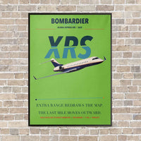 Thumbnail for Bombardier Global Express XRS vertical canvas print - framed - light green background