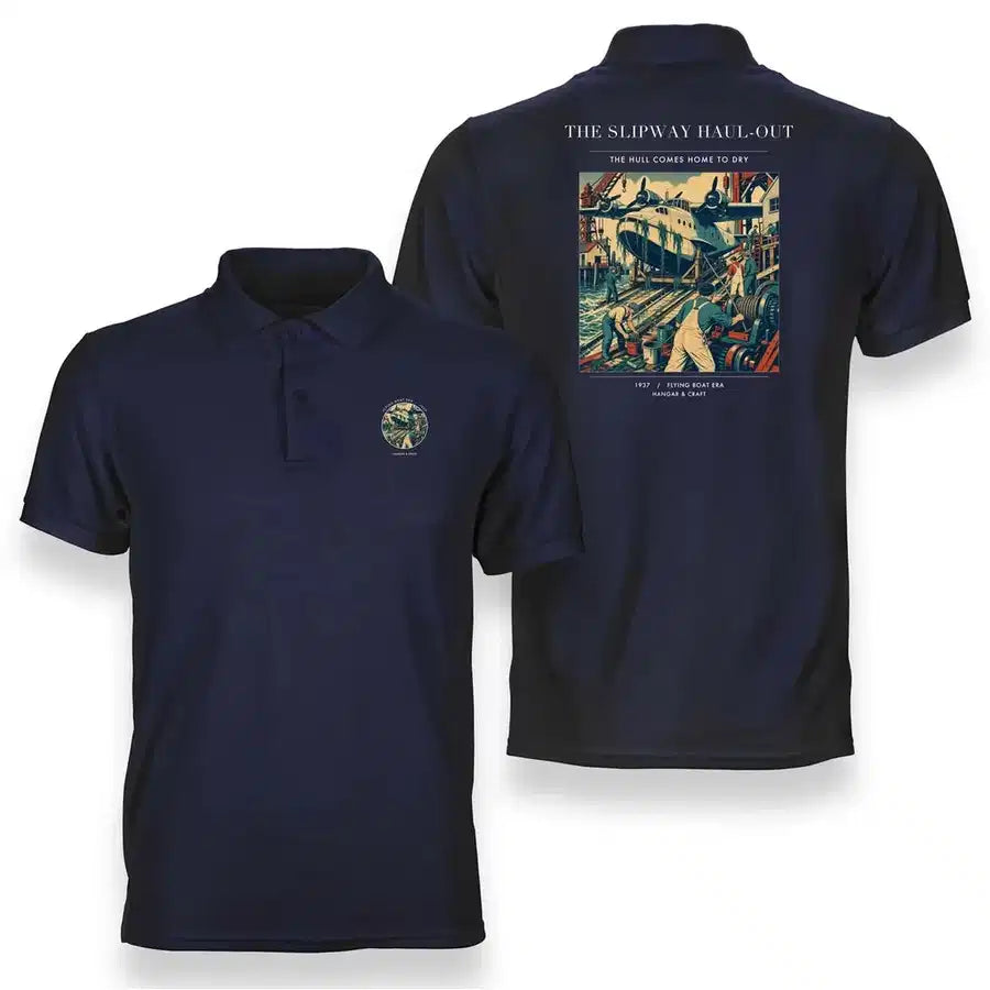 VINTAGE G4440 - The Slipway Haul-Out - Double-Side Polo T-Shirt design on navyblue