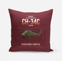 Thumbnail for Sikorsky CH-34C Choctaw design on dark red pillow