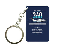 Thumbnail for Beechcraft King Air 360 design on navy blue designed key chain, double-side print