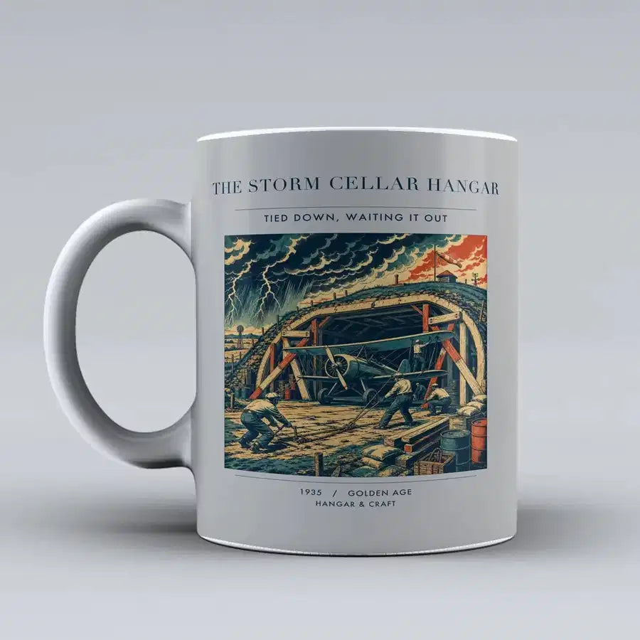 VINTAGE G4244 - The Storm Cellar Hangar - Ceramic Mug design on lightgray