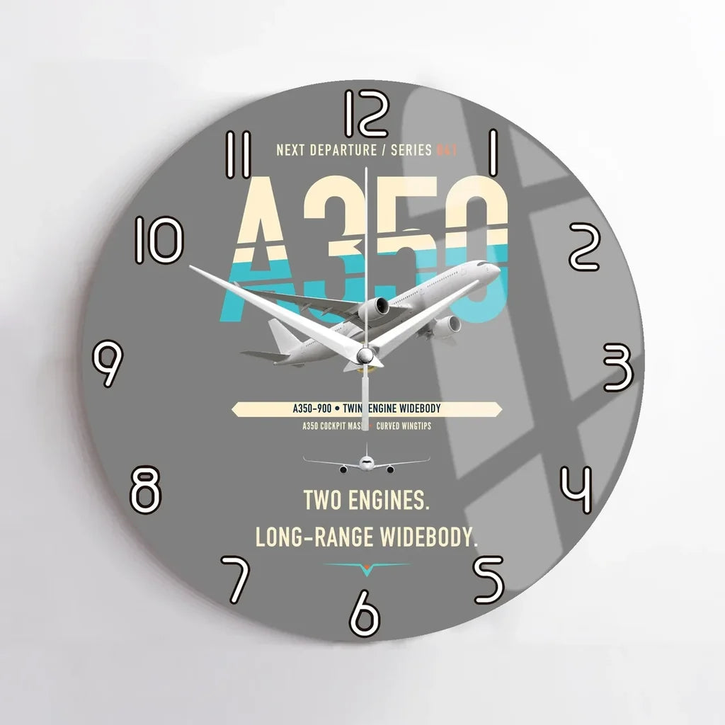 Airbus A350-900 design on gray no frame wall clock