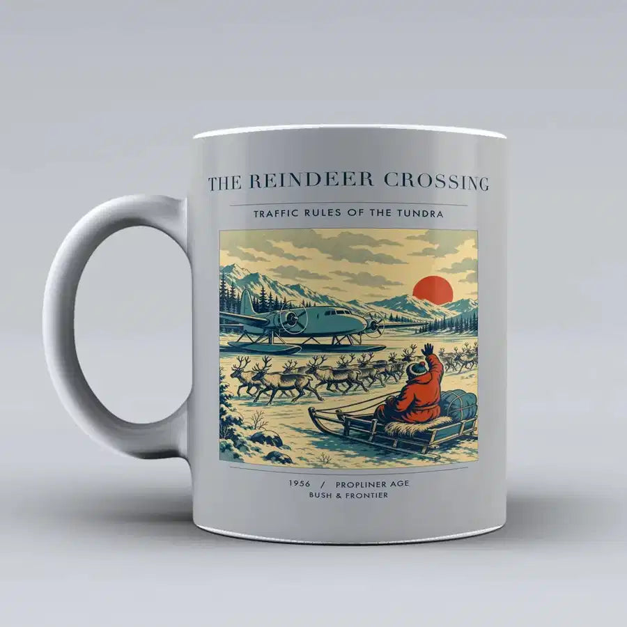 VINTAGE G4350 - The Reindeer Crossing - Ceramic Mug design on lightgray