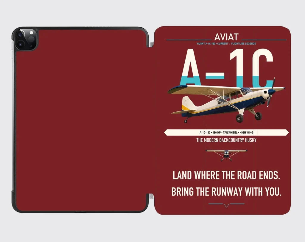Aviat Husky A-1C-180 design on dark red ipad tablet case