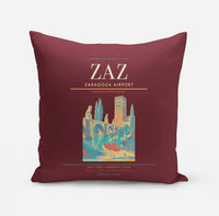 Thumbnail for Zaragoza Airport (ZAZ) design on dark red pillow