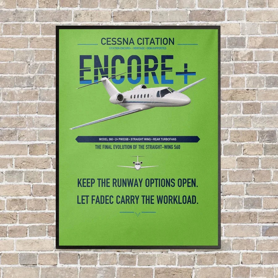 Cessna Citation Encore+ vertical canvas print - framed - light green background
