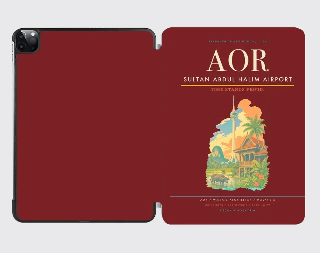 Sultan Abdul Halim Airport (AOR) design on dark red ipad tablet case