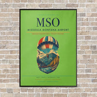 Thumbnail for Missoula Montana Airport MSO vertical canvas print - framed - light green background
