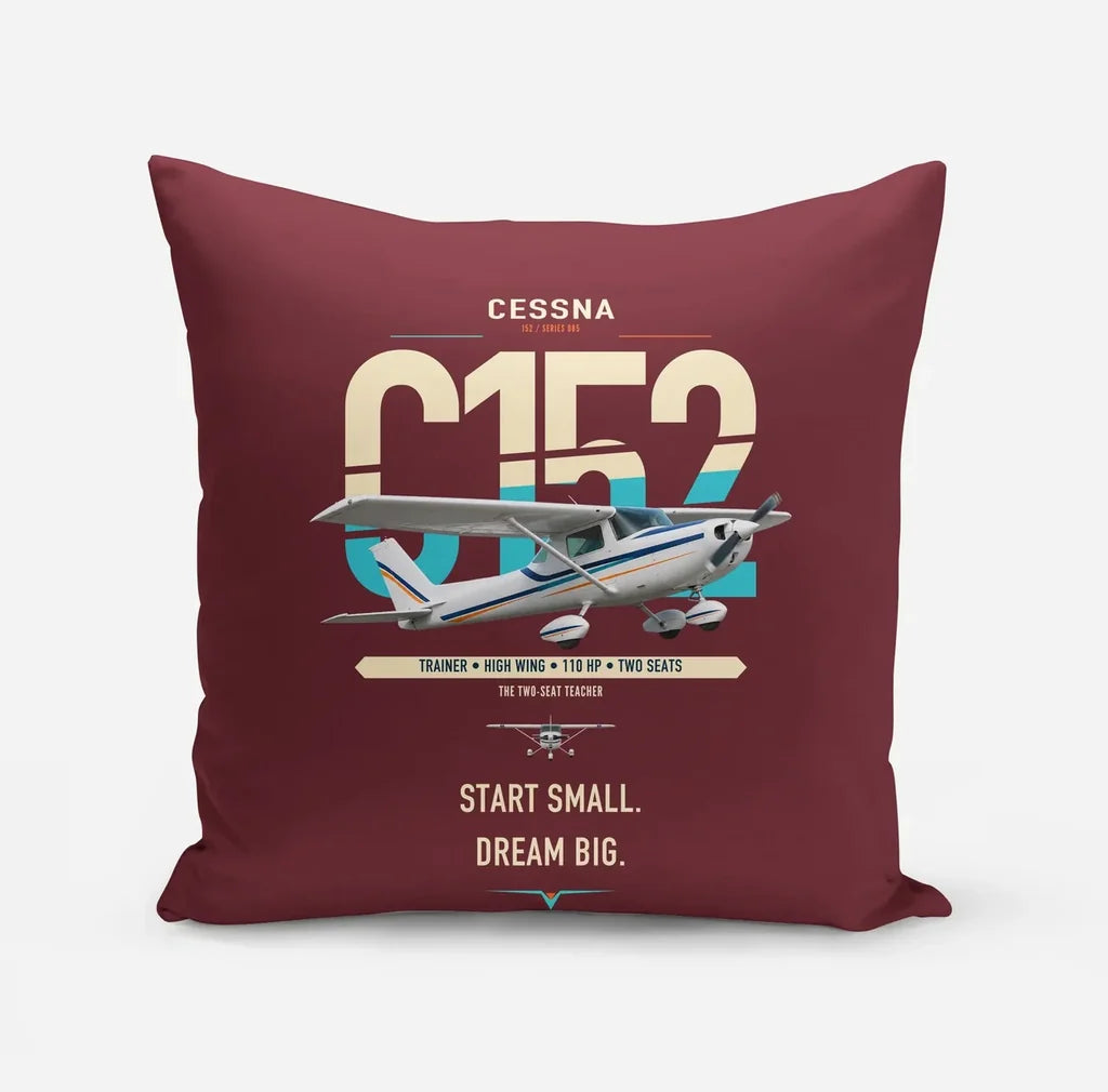 Cessna 152 design on dark red pillow