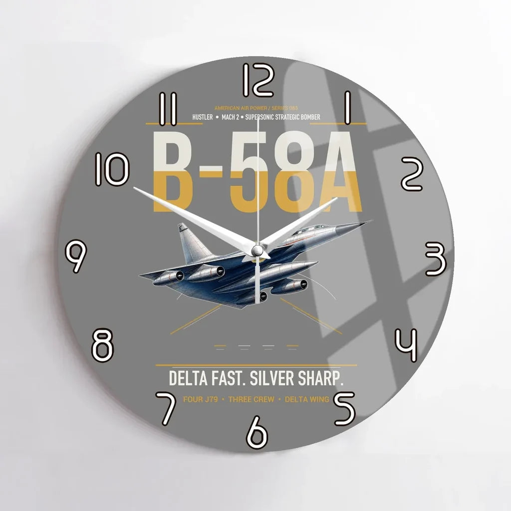 B-58A Hustler design on gray no frame wall clock