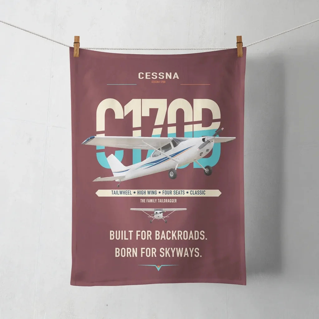 Cessna 170B design on dark red towel