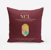 Thumbnail for Newcastle International Airport (NCL) design on dark red pillow