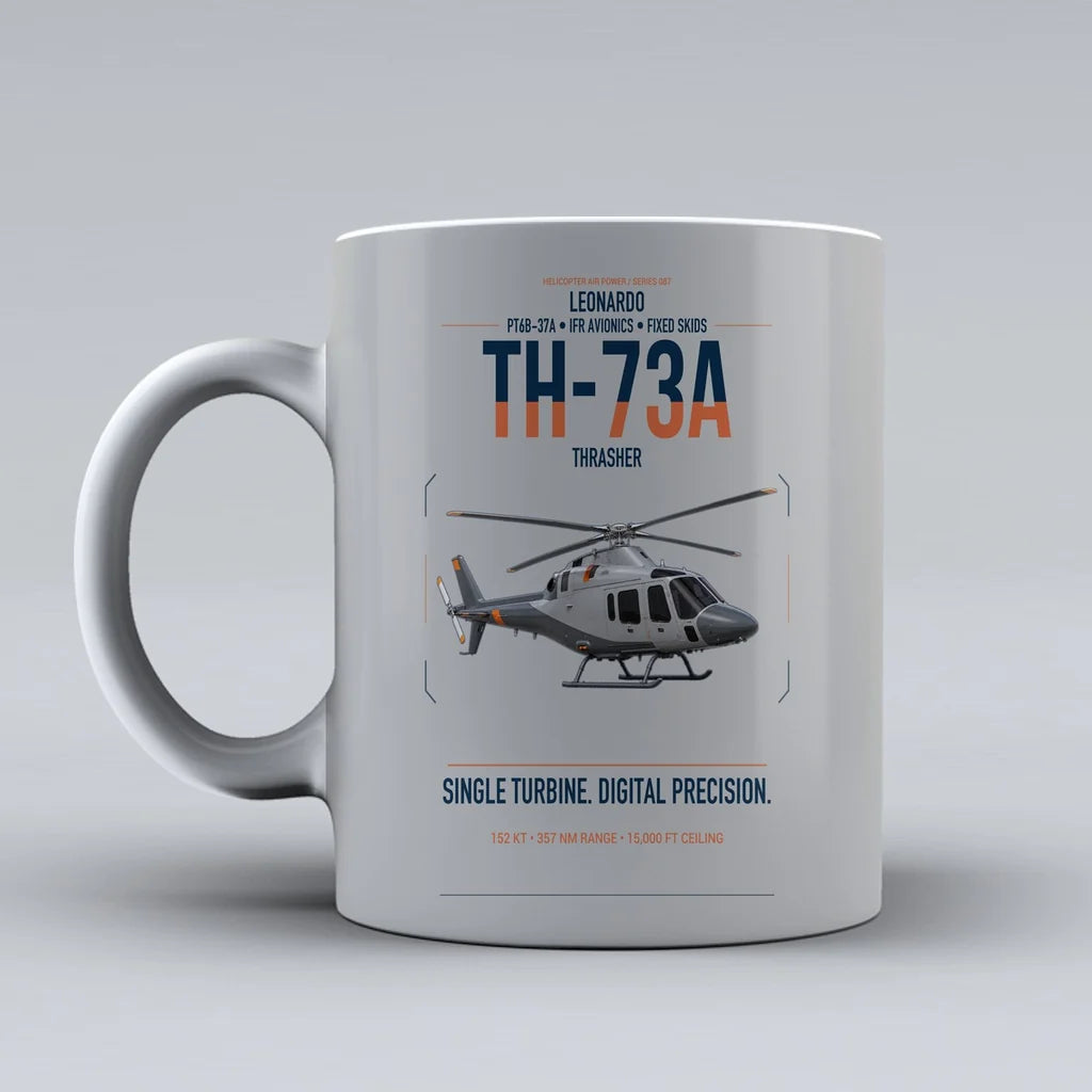 Leonardo TH-73A Thrasher design on light gray ceramic mug, double-side print