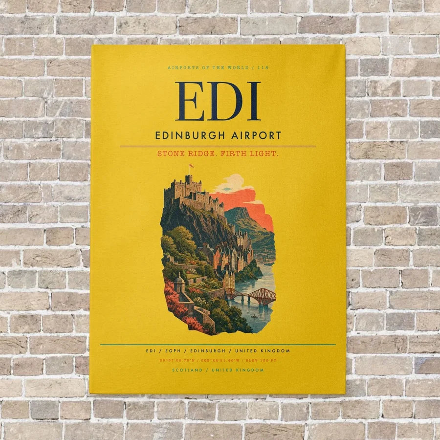 Edinburgh Airport EDI - Canvas No Frame - Yellow