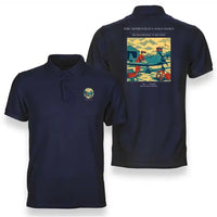 Thumbnail for VINTAGE G4427 - The Apprentice's Solo Dawn - Double-Side Polo T-Shirt design on navyblue
