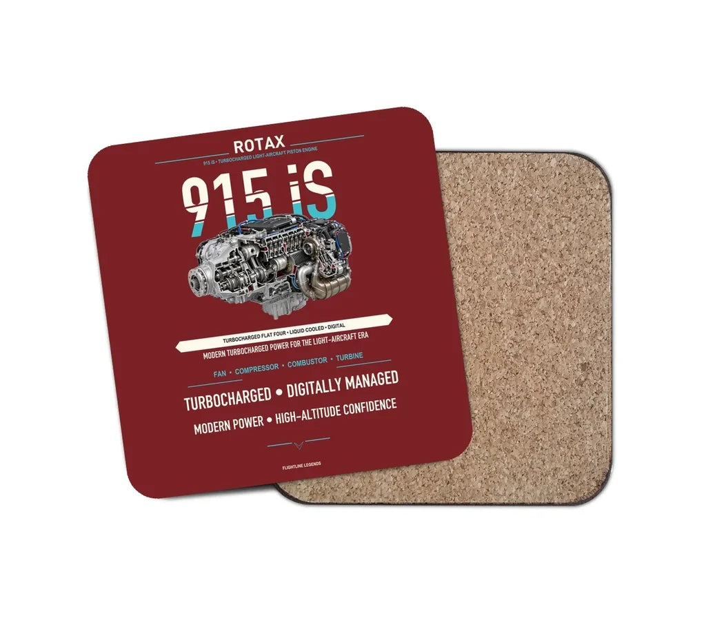 915 iS design on dark red 1 piece coaster