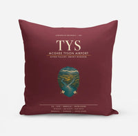 Thumbnail for McGhee Tyson Airport Knoxville (TYS) design on dark red pillow