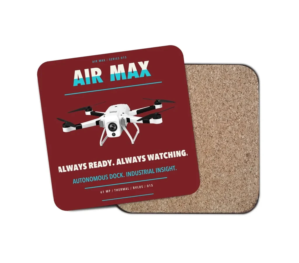 Percepto Air Max design on dark red 1 piece coaster