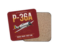 Thumbnail for P-36A Hawk design on dark red 1 piece coaster