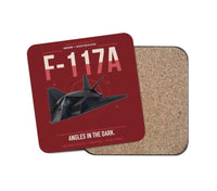 Thumbnail for F-117A Nighthawk design on dark red 1 piece coaster