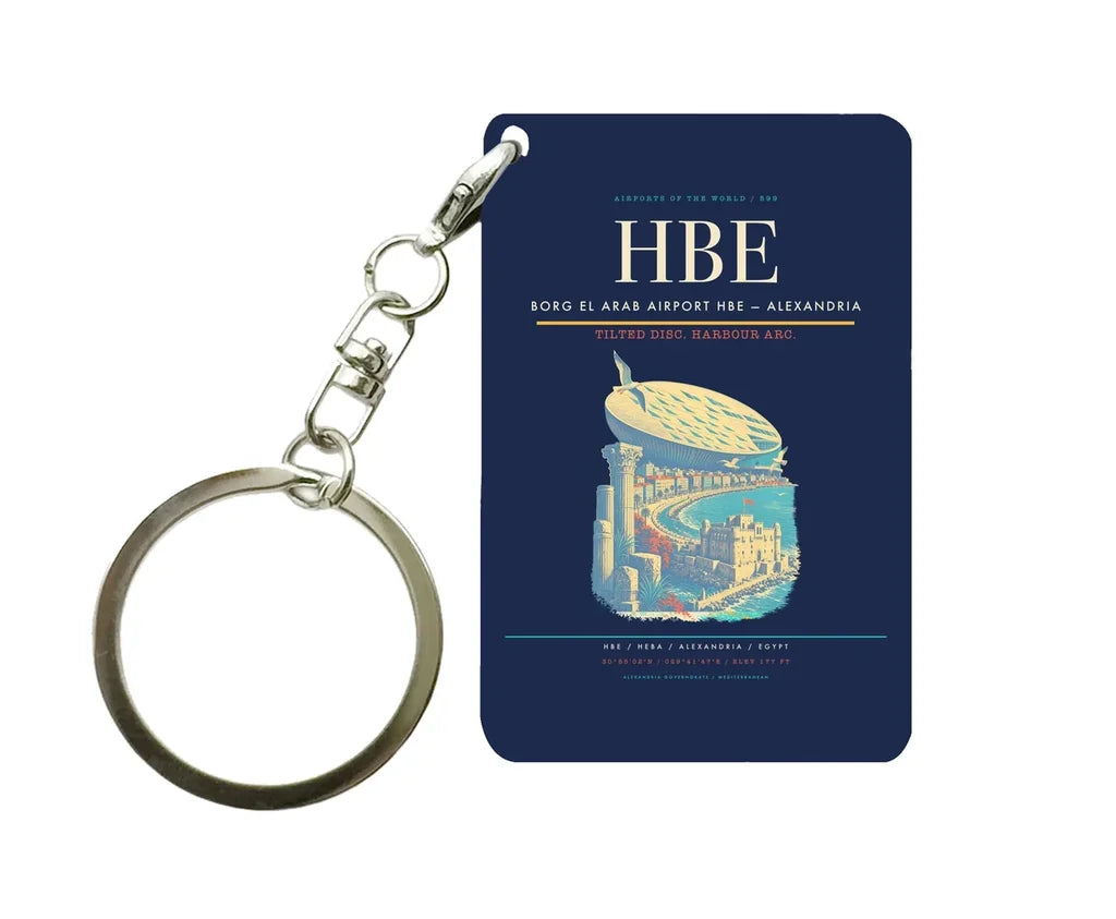 Borg El Arab Airport HBE — Alexandria Key Chain design on navy blue key chain