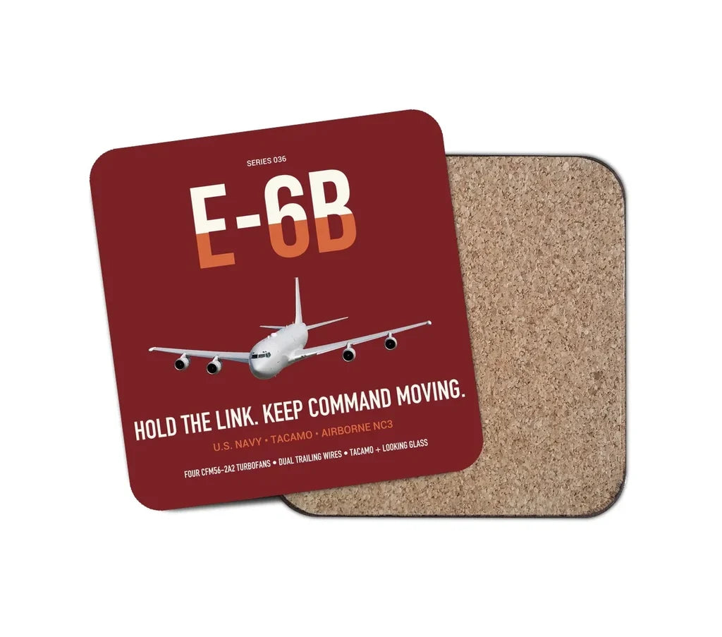 E-6B Mercury design on dark red 1 piece coaster