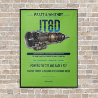 Thumbnail for JT8D vertical canvas print - framed - light green background