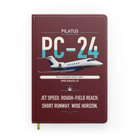 Thumbnail for Pilatus PC-24 design on dark red notebook