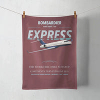 Thumbnail for Bombardier Global Express design on dark red towel